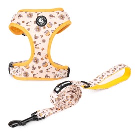 Dog Cat Harness and Leash Set, Puppia Soft Mesh Padded and Adjustable Puppy Vest Cute Dog Clothes Escape Proof Easy Walk Dog Accessories (Honeybee, S (Neck 10.6"-13"; Chest 14"-19.6"))