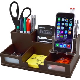 Victor Desk Organizer with Smart Phone Holder, Mocha Brown, B9525