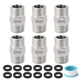 1/2 Npt Nipple, Josaton Hex Nipple 1/2" Male x 1/2" Male Pipe Fittings, 304 Stainless Steel 1/2" NPT Threaded Adapter, Leak Prevention, 1/2 Stainless Nipple for Pipe Connection, 19PCS