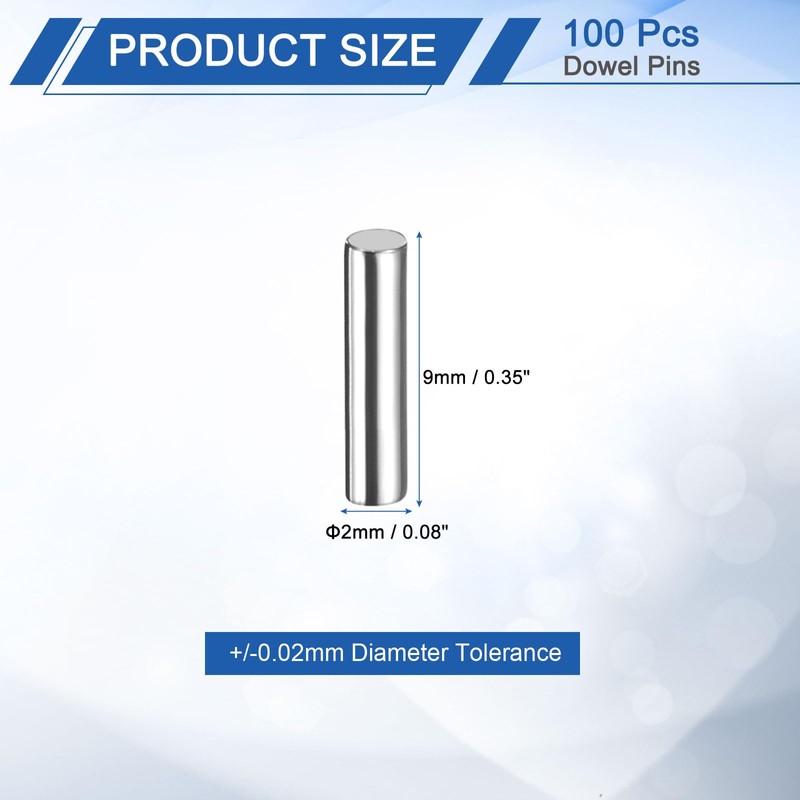 sourcing map 100 Pcs 2mm x 9mm Dowel Pins Bearing