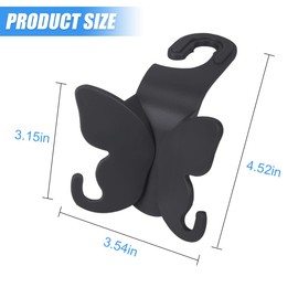 HZEL Car Seat Headrest Hook, Cute Vehicle Backseat Hanging Storage Organizer for Purse Coat Umbrella, Automotive Interior Seatback Hanger Decor Accessories, Universal for Most Cars (Black)