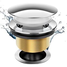 Yaseingoo Coarse Thread Mushroom Tip-Toe Bathtub Drain Stopper - Bath Tub Drain Replacement - Tub Drain Kit with Hair Catcher - European Style Round Full Cover Mushroom Tip-Toe - Chrome