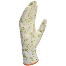 JORESTECH Safety Gardening Gloves Polyester Knitted Fiber with Nitrile Coating Bonita Flower Print Pack of 12 GD-08 (Size 9-L)