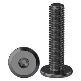 Drenky Flat Head Screws Black M8, Rounded Head Screws Pack of 10 Stainless Steel Screws M8 x 25 mm Furniture Screws Hex Socket for Furniture Assembly, Woodworking Projects