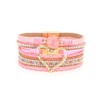 xuzhiyuan Boho Heart Leather Wrap Bracelets Trendy Shiny Rhinestone Multilayer