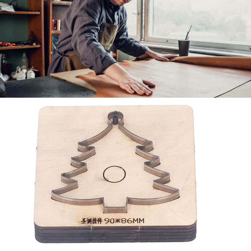 Leather Cutting Die Christmas Tree Alloy Steel and Birch Wood