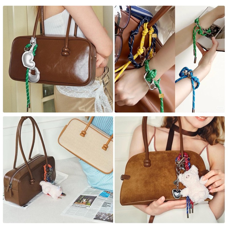 Floramos Cute Initials Charm Rope Keychain for Women Men Carabiner