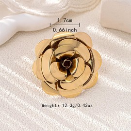 NewZenro Gold Rose Flower Statement Ring for Women Vintage Large Floral Adjustable Open Bands Finger Rings Exaggerated Wedding Promise Comfort Fit Fashion Jewelry for Her