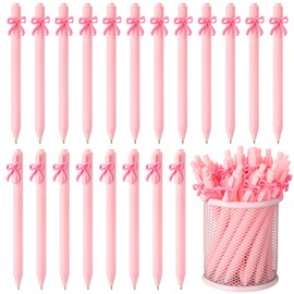 Sayglossy 20 Pcs Pink Bow Ballpoint Pens Coquette Aesthetic Retractable Bowknot Black Ink Pens Butterfly Bow Party Favor Gifts for Girls Women School Birthday Party Office Supplies Wedding
