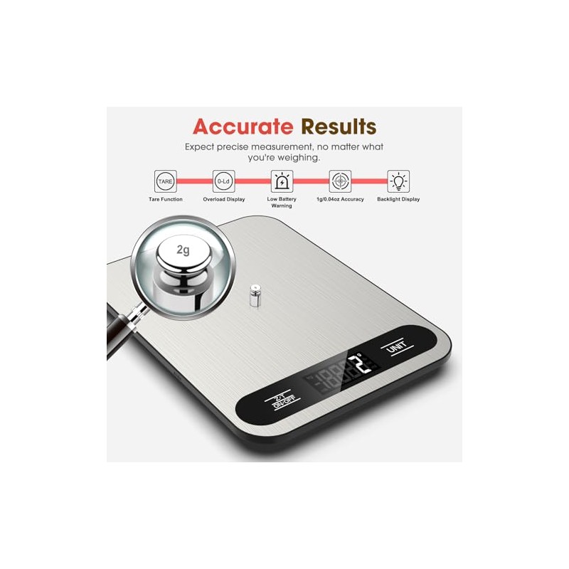 Mik-Nana Food Scale, 22lb Digital Kitchen Scale with 6 Units