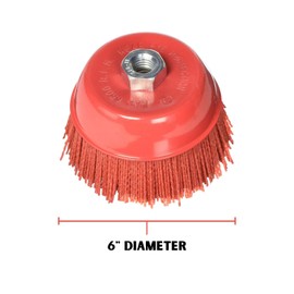Al's Liner Abrasive 180 Grit Nylon Bristle Cup Brush - 6 Inch - Safe for Use on Metal, Wood, Aluminum and Plastic Surfaces (TOOR6)