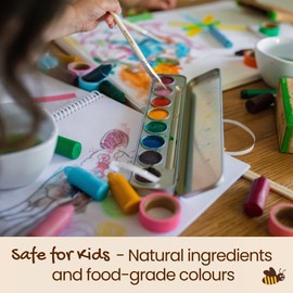 Honeysticks Non Toxic Watercolour Paint Set for Kids and Toddlers - 8 Vibrant and Long Lasting Colours with Brush - Natural and Food Grade Ingredients - Child Safe Art Supplies - Great Gift Idea