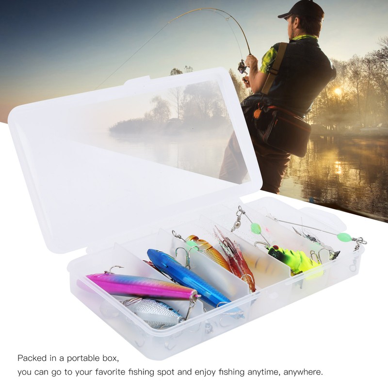 11pcs Fishing Lure Kit Mini Plastic Metal Soft Shrimp Hard