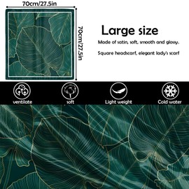 Cabreche Scarf Silk Feeling Square Satin Head Hair Wrap 27.5 Inches Trendy Aesthetic Cute Decoration for Women Girls-Green