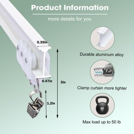 Cbsroro Flexible Bendable Ceiling Curtain Track, Room Divider Curtain Rod Tracks Ceiling or Wall Mount with Clips, Heavy-Duty Curtains Rails for Living Room Shower Privacy RV, White 6 FT