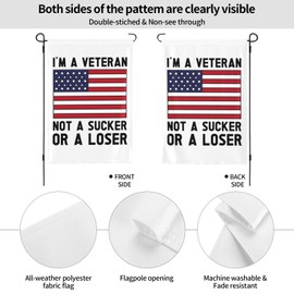 I'M A Veteran Not A Sucker Or A Loser Garden Flag 28"X40" Double Sided Flags For Yard Lawn Garden Decor,Home Decorative,For House Sign Decorations