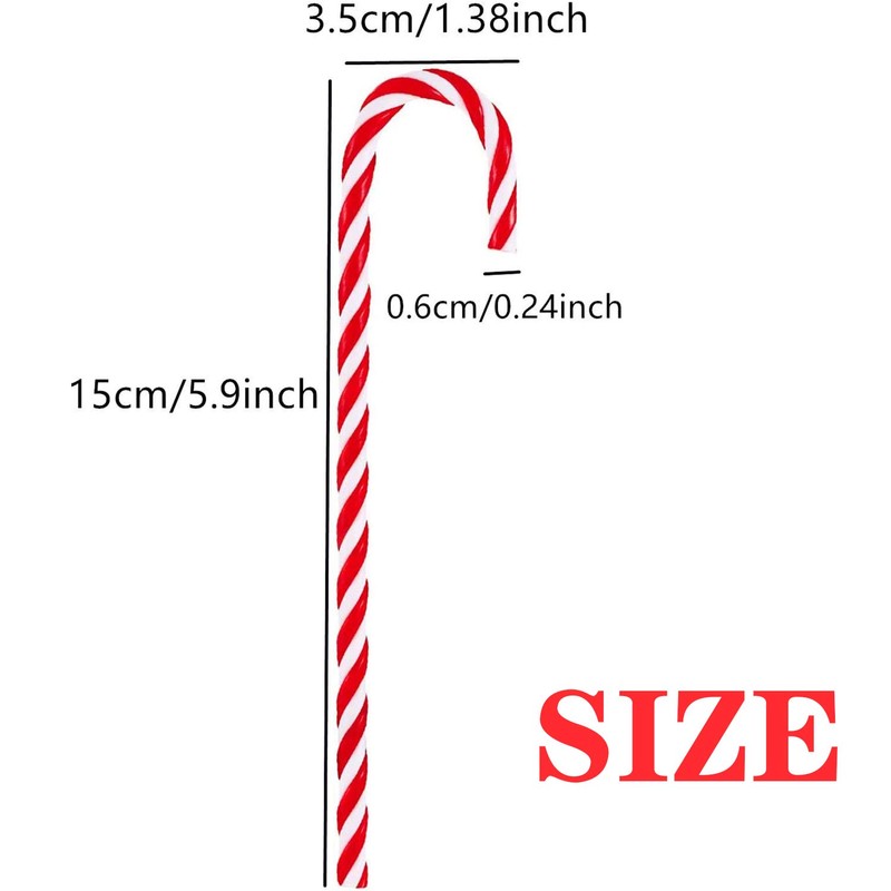 ABSOK 12 Pieces Plastic Candy Canes for Christmas Tree, Hanging