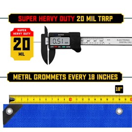 Core Tarps Extreme Heavy Duty 20 Mil Tarp Cover, Waterproof, UV Resistant, Rip and Tear Proof, Poly Tarpaulin with Reinforced Edges for Roof, Camping, Patio, Pool, Boat (Blue 24′ X 24′)