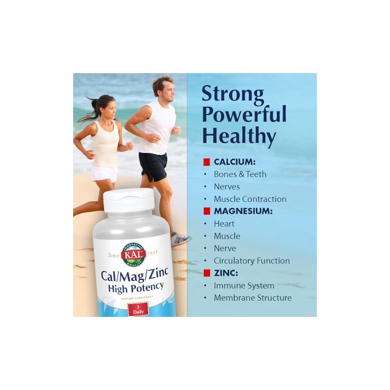KAL CalMagZinc Tablets, 100040015 mg, 250 Count by Kal