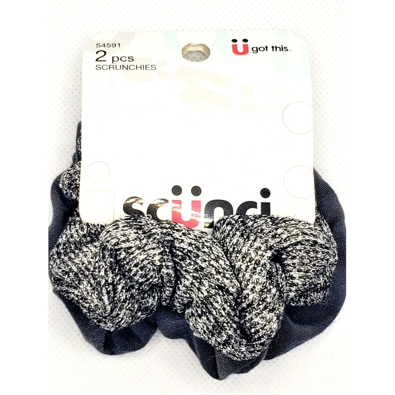 scünci (2) 2-Packs Scrunchies 4 Total 54345 54591 Gray Black