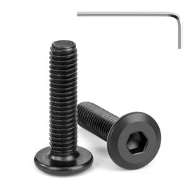 Tunejoy Flat Head Screws Black M6 x 25 mm Flat Head Screws Stainless Steel A2 V2A Furniture Screws Hexagon Socket Full Thread with Allen Key Pack of 20