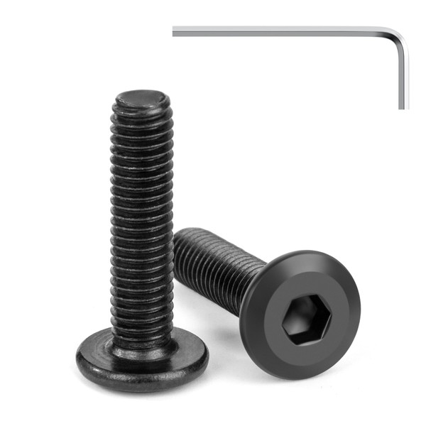 Tunejoy Flat Head Screws Black M6 x 25 mm Flat