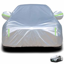 ANNA TOSANI Funda de Coche Impermeable Cubierta para Auto Exterior, 530x200x150CM Cubierta de Coche Lona para Auto con Cremaller, Cubre Coche Anti-UV Coberturas Completas con Tira Reflectante (Plata)