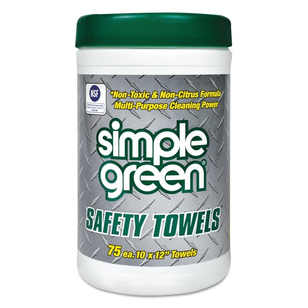 Simple Green 13351CT Safety Towels, 10 x 11 3/4, 75 per Canister (Case of 6)