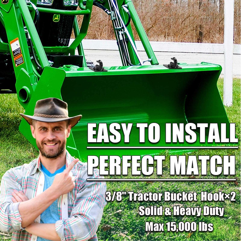AUTOBOTS Tractor Bucket Hooks 3/8" (2 Pack),Max 15,000 lbs, Bolt