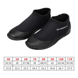 Neoprene Diving Boots 3mm Wetsuit Booties with Anti-Slip Sole for Water Sport Scuba Diving