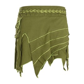 Vishes - Alternative Clothing - Women's Skirt Goa Pointed Skirt Elf Skirt Patchwork Asymmetrical Bag, olive