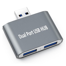 Herfair USB Hub,USB Expander,2 Ports USB Hub Adapter Ultra Slim Portable High Speed USB 3.0 Male to 2 USB 3.0 Female Splitter Extension Convertor for Laptop, MacBook,Desktop PC(Gray)