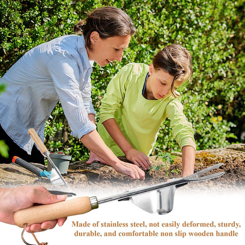 badaren Stainless Steel Weeder Manual Weeder Weeder with Wooden Handle