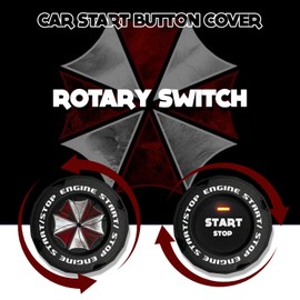 EPOCHHIKE Rotary Push Start Button Cover, Engine Start Stop Button Cover, Motorcycle Ignition Key Switch Cover, Start Stop Button Cover Decoration DIY Car Motorcycle Interior Decor (Umbrella-Black)