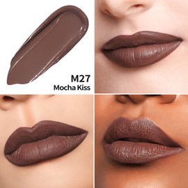 Oulac Matte Liquid Brown Lipstick for Women, Long Lasting Lipstick Waterproof Lip Stain, No Transfer, Creamy High Pigmented Formula with Rose Oil, Vegan & Cruelty-Free M27