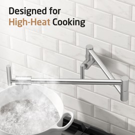 KES Pot Filler Faucet Brushed Nickel, 26" Over Stove Pot Filler with Heat-Resistant Cartridge, Kitchen Wall Mount Faucet with 360° Swing Arm, Stainless Steel, NSF Certified, KN927LFF18-BS