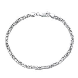 SB122-Handmade- Braided Chain Elegant Bracelet for Women- SB Joyas De Plata- Pure 925 Silver Bracelet (WHITE/SILVER)