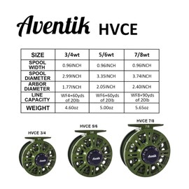 Aventik HVCE Graphite Fly Reel Center Drag System Classic III Graphite Large Arbor Sizes 3/4, 5/6, 7/8wt Fly Fishing Reels (5/6 with Extra Spool)