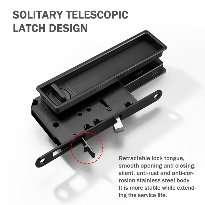 Pocket Door Lock Hardware with Pull, Recessed Handle Latch,Invisible Sliding