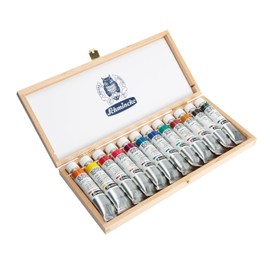Schmincke Horadam® Aquarell, high-quality beech box, 12 x special size 20 ml, 74 658 097, finest artist watercolours