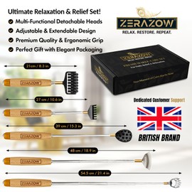 ZERAZOW® Telescopic Back Scratcher (5 Detachable Heads) for Men & Women | Valentine’s Day & Birthday Gifts for Dad | Premium Extendable Itch Relief & Massage Tool | Gifts for Him, UK Brand