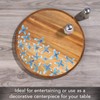Thirstystone Acacia Wood Lazy Susan Turntable with Decorative Blue Floral