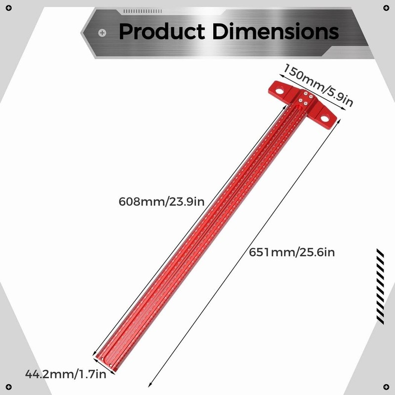 Homaisson 24 Inch T Square Woodworking Ruler, Precision Ruler Tsquare