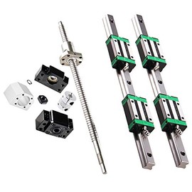 2Pcs HGR20-200mm Linear Rail + 1PCS RM1605-250mm Ballscrew with BF12/BK12 Kit, DSG16H Nut Housing, Coupling, Slide Blocks Linear Guide Rail Ball Screw Set for DIY CNC Routers Lathes Mills