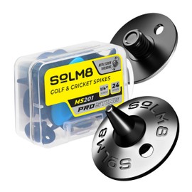 SOLM8 Metal Spikes for Golf and Cricket Shoe Spikes Replacement - 1/4 Inch 6mm Screw Type Metal Threading (Spanner Included) (Golf Spikes (Silver), Pack of 23)