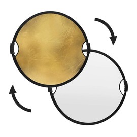 Glow Circular Collapsible Reflector with Handles (32", Gold/White)