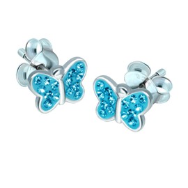 FIVE-D Children's Earrings Small Butterfly 925 Sterling Silver in Jewellery Case, Silver