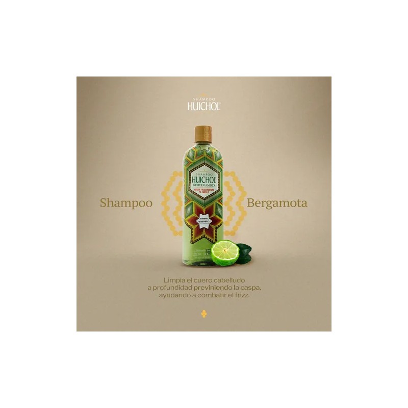 Shampoo Huichol Bergamota 400 ml Crecimiento y Anti Frizz