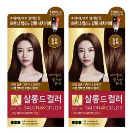 Partner_Reference 엘라스틴 살롱 드 컬러 염색제 세트 짙은갈색 2개