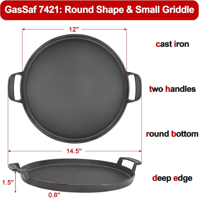 GasSaf 7421 Gourmet BBQ System Griddle for Weber 22 1/2